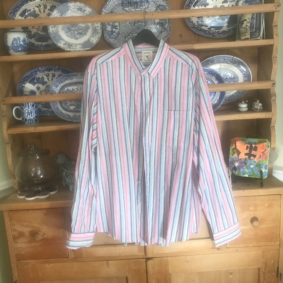 Visitor Other - Natural Blue by Visitor linen striped shirt